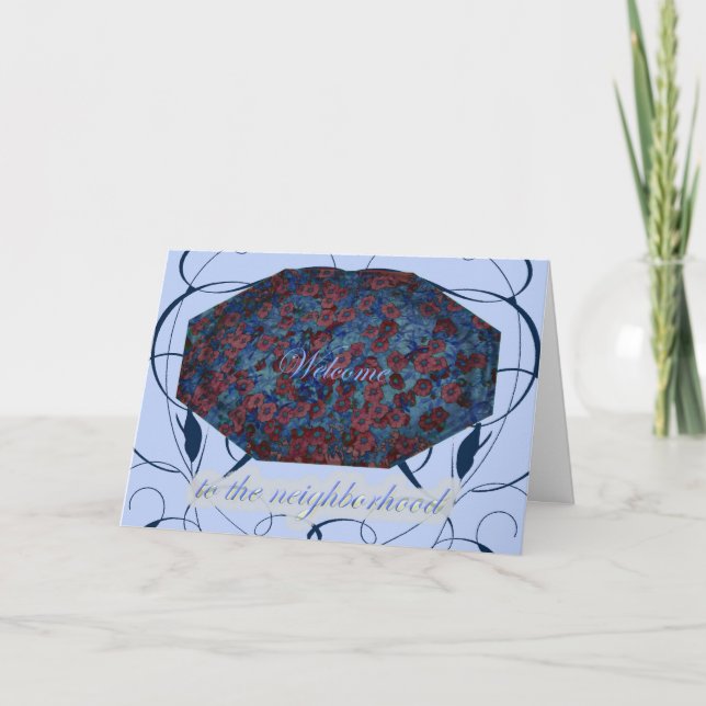 Blue Floral Herzlich willkommen auf der Nachbarsch Ankündigung (Vorderseite)