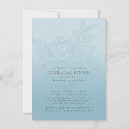 Blue Floral Hochzeit Probe Dinner Einladung