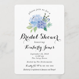 Blue Floral Hydrangea Bridal Dusche Einladung