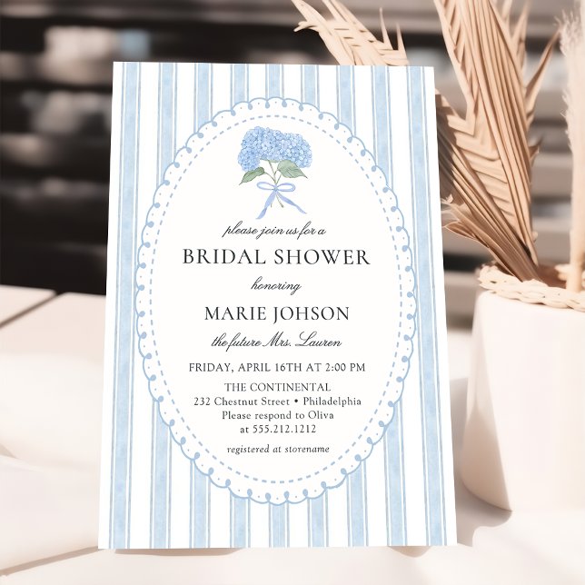 Blue Floral Hydrangea Bridal Shower Invitation Einladung (Von Creator hochgeladen)