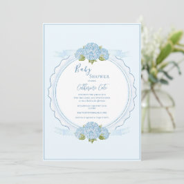 Blue Floral Hydrangea Elegant Baby Shower  Einladung