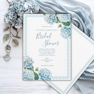 Blue Floral Hydrangea Elegantes Brautparty Einladung