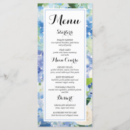 Blue Floral Hydrangea Menü Cards Menükarte