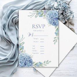Blue Floral Hydrangea RSVP Card Karte