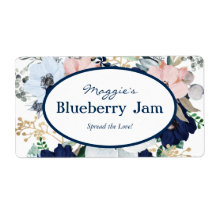 Blue Floral Jar Labels