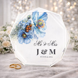 Blue Floral Keepsake Newlyweds Gift Bride Groom Fotoblock