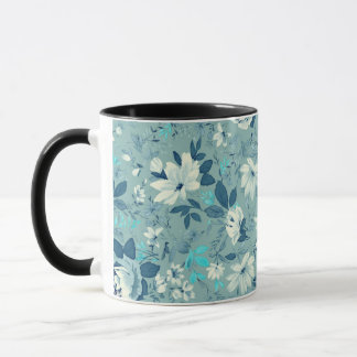 Blue Floral Keramik Tasse