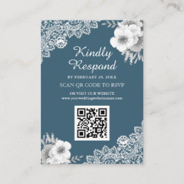 Blue Floral Lace QR Code UAWG Wedding Website Begleitkarte