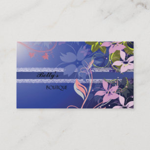 Blue Floral Late Business Card Visitenkarte
