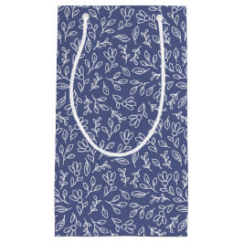 Blue Floral & Leaf Outline Gift Bag Spring Easter Kleine Geschenktüte