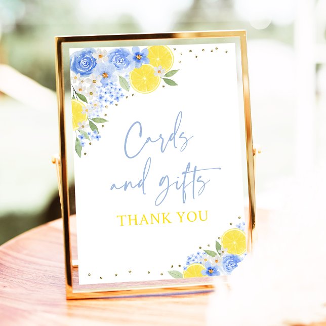 Blue Floral Lemon Cards & Gifts Brautparty Poster (Von Creator hochgeladen)