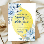 Blue Floral Lemon Erster Geburtstag Einladung<br><div class="desc">Blue Floral Lemon Erster Geburtstag Einladung</div>