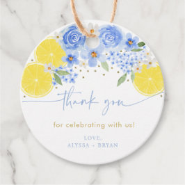 Blue Floral Lemon Main Squeeze Brautparty Geschenkanhänger