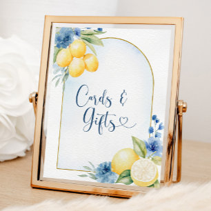 Blue Floral Lemon Main Squeeze Cards und Geschenke Poster