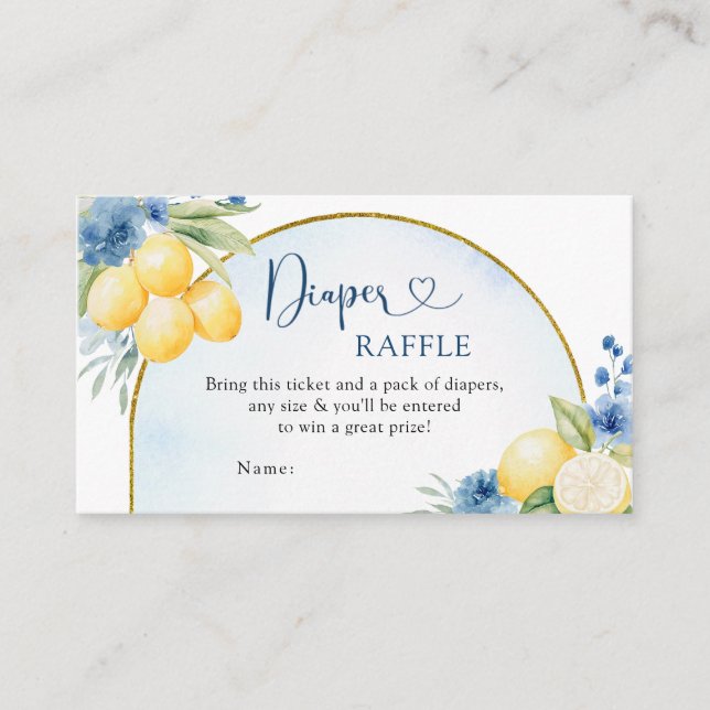 Blue Floral Lemon Main Squeeze Diaper Raffekarte Begleitkarte (Vorderseite)
