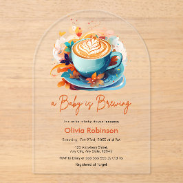 Blue Floral Liebe ist Break Coffee Baby Dusche Acryleinladungen