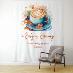 Blue Floral Liebe ist Break Coffee Baby Dusche Wandteppich