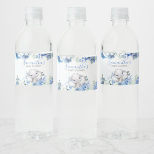 Blue Floral Little Peanut Baby Dusche Wasserflaschenetikett