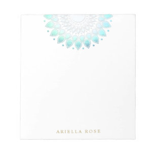 Blue Floral Lotus Notepad Notizblock