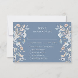 Blue Floral Meetings RSVP Card Karte