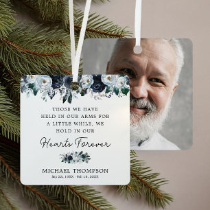 Blue Floral Memorial Foto Keepake Ornament Aus Metall