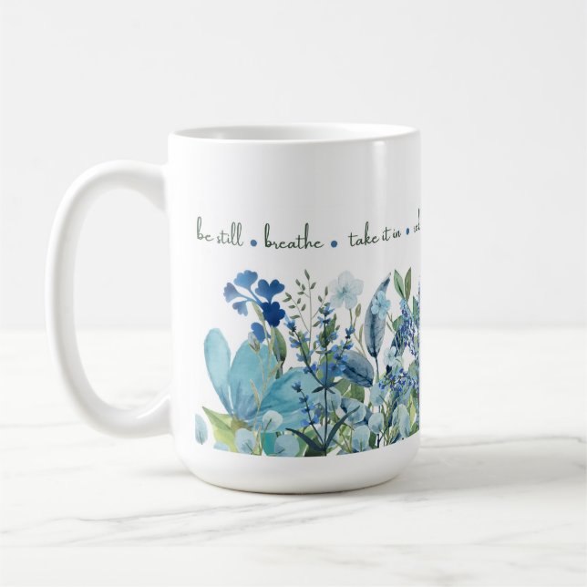 Blue Floral 'Mindful Blooms' Tasse (Links)