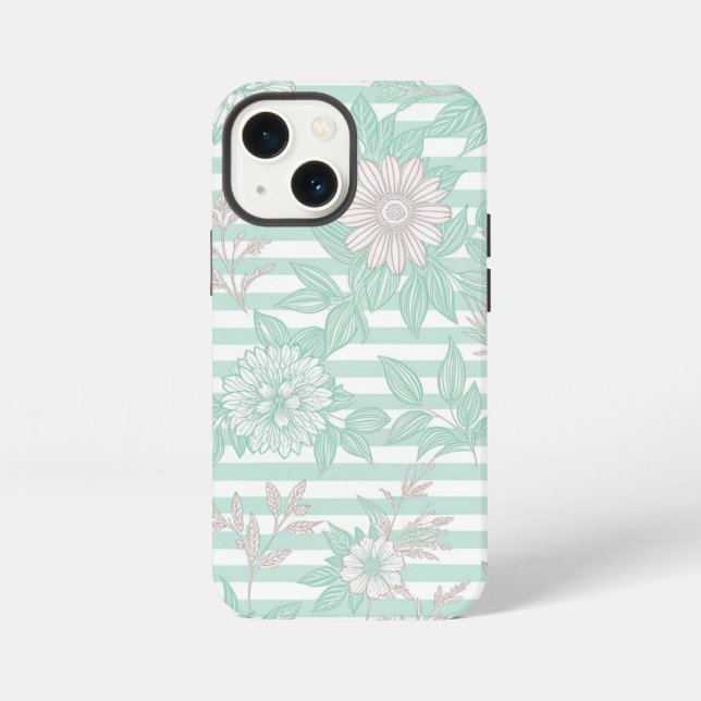 Blue Floral Minimalist iPhone Hülle (Rückseite)