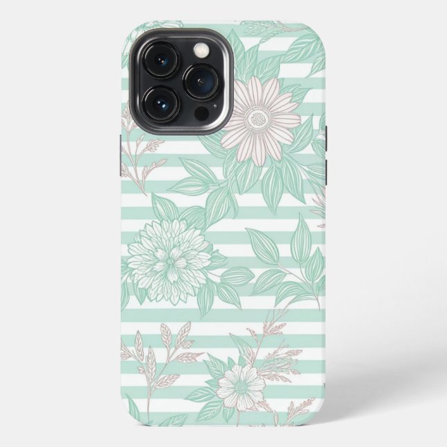 Blue Floral Minimalist iPhone Hülle (Rückseite)