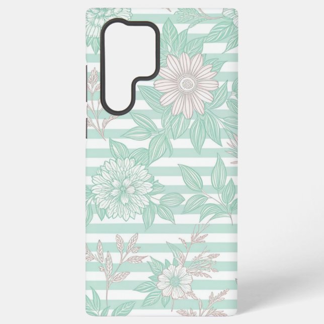 Blue Floral Minimalist Samsung Galaxy Hülle (Rückseite)