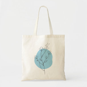 Blue Floral Minimalistisch Totbeutel Tragetasche