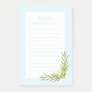 Blue Floral Mitzvah Hinweis: 4x6 Sticky Pad Post-it Klebezettel