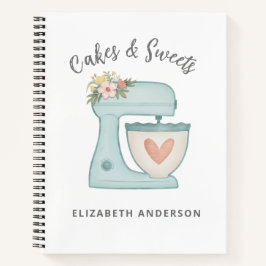 Blue Floral Mixer Bakery Koch Notebook Notizbuch