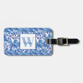 Blue Floral Monogram Gepäckanhänger