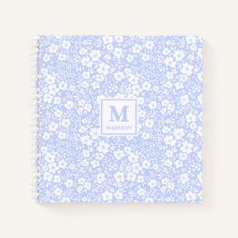 Blue Floral Monogram Notebook Journal Notizbuch