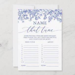 Blue Floral Name, dass Tuning Brautparty Game Einladung