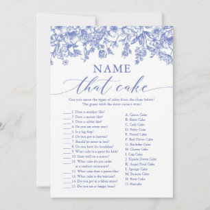 Blue Floral Name that Cake Brautparty Game Einladung
