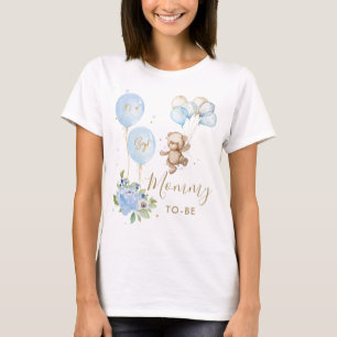 Blue Floral Niedlich Bear Boy Baby Shower Mommy zu T-Shirt