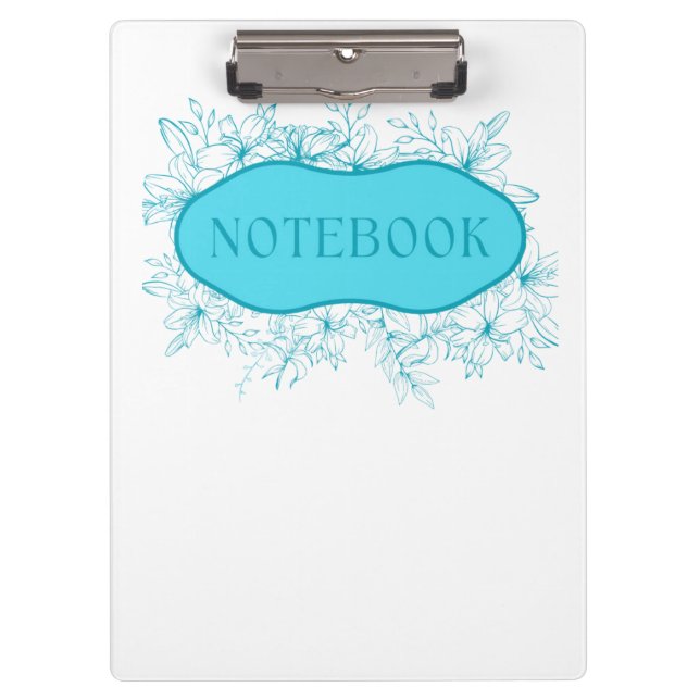 Blue Floral Notebook Cover Klemmbrett (Vorderseite)