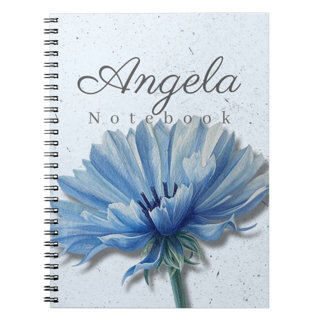 Blue Floral Notebook Name | Cornflower Journal Notizblock (Vorderseite)