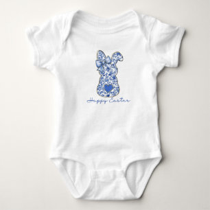 Blue Floral Oaster Bunny Coquette Baby Strampler