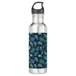 Blue Floral Paisley Retro Edelstahlflasche