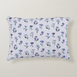 Blue Floral Pattern Pillow Elegant Botanical Decor Dekokissen