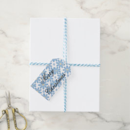 Blue Floral Pattern - Weihnachts-Geschenktasten Geschenkanhänger