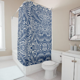 blue floral pattern with diverse leaves & blossoms duschvorhang