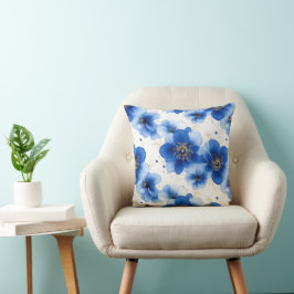 Blue Floral Pattern with Gold Accents Kissen