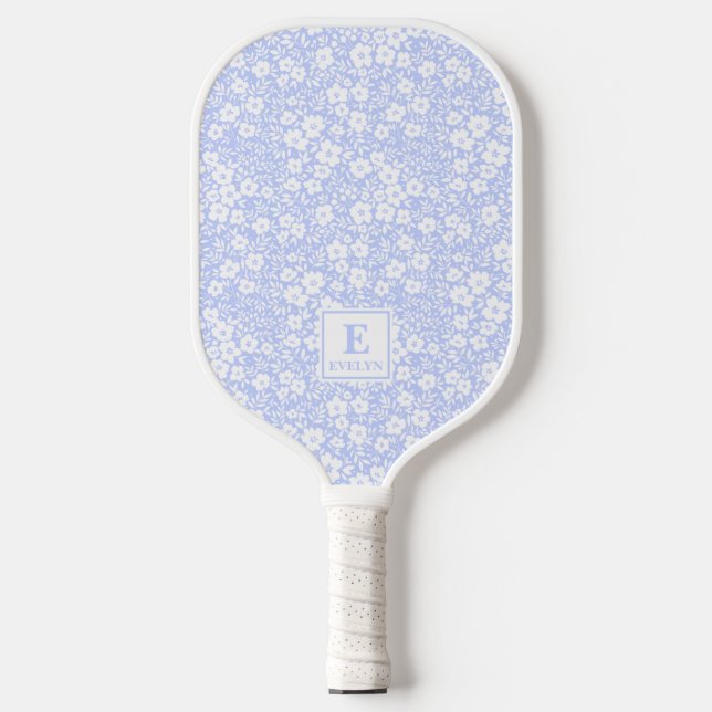 Blue Floral Pickleball Paddle (Vorderseite)