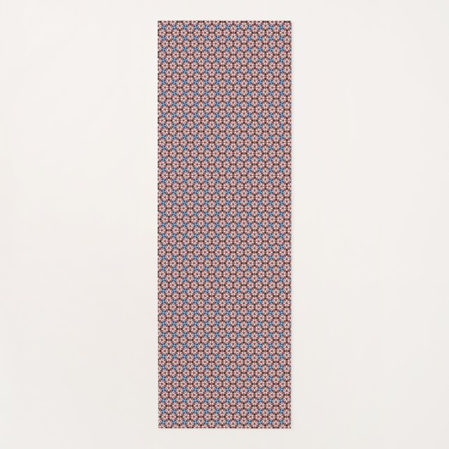 Blue Floral  Pink and Brown Yogamatte (Vorderseite)