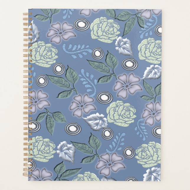 Blue Floral Planner Planer (Vorderseite)