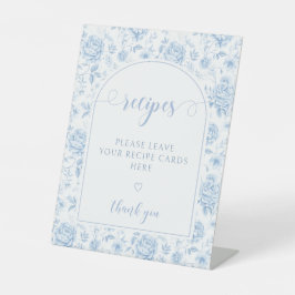 Blue Floral Porcelain Bridal Shower Recipe Sockelschild