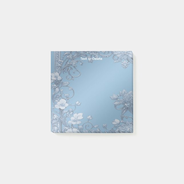Blue Floral Post It Notes Post-it Klebezettel (Vorderseite)